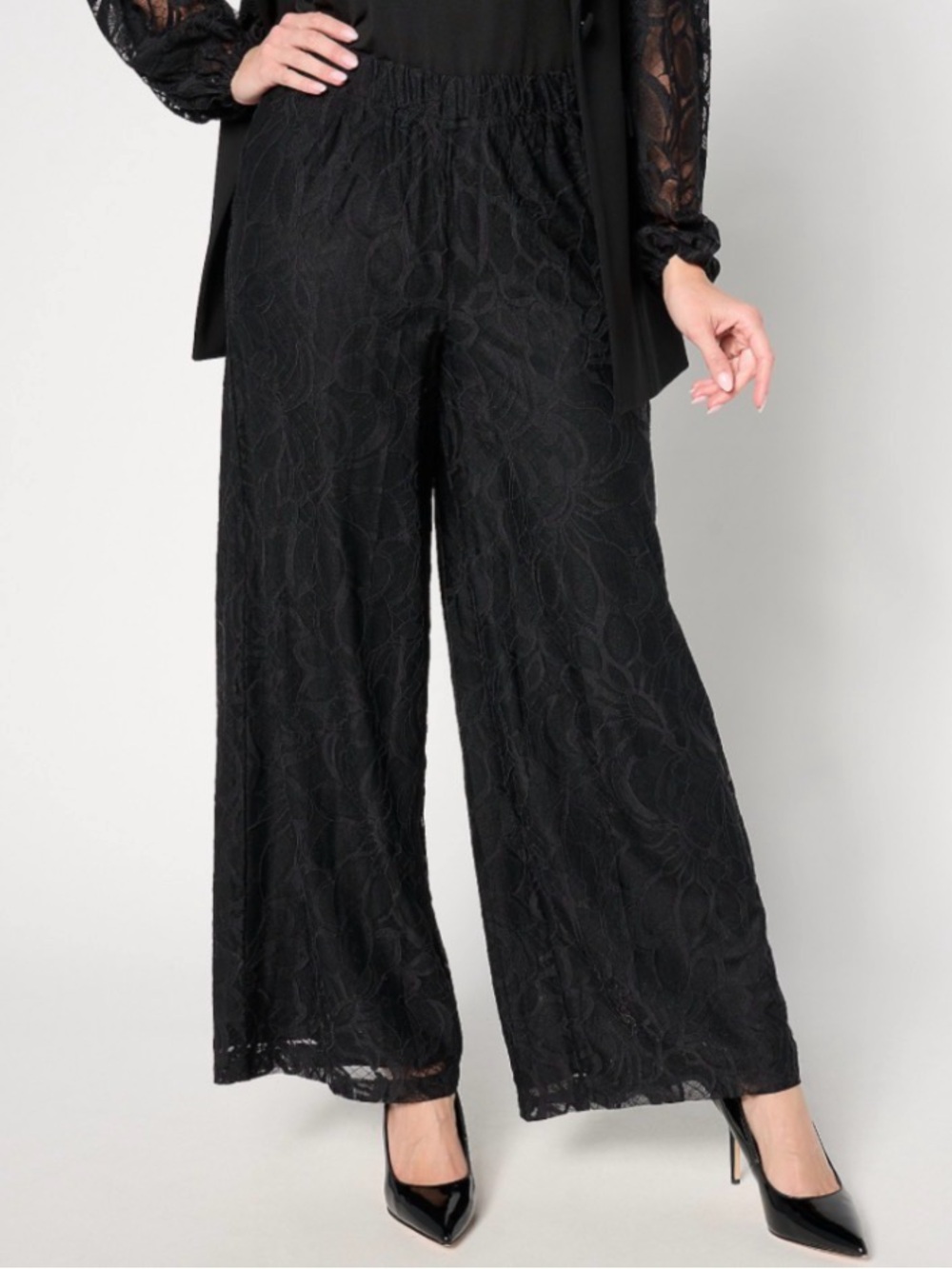 Dennis Basso Regular Fully Lined Lace Pants Size Medium Black